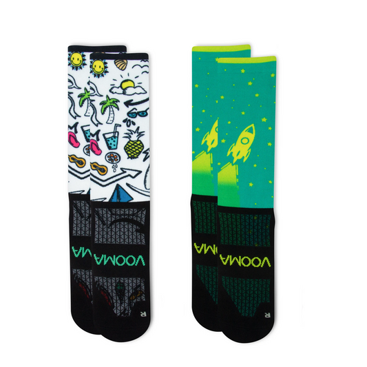 2 Pack - Crew Sock Bundle (Summer Vibes + Rocketship)