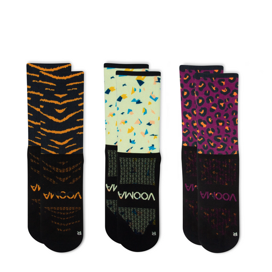 3 Pack - Quarter Sock Bundle (Confetti + Leopard Skin + Tiger Skin)