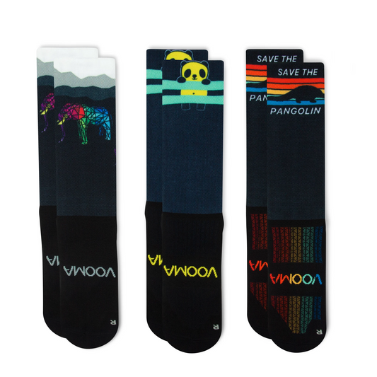 3 Pack - Crew Sock Bundle (Elephant + Pangolin + Peeking Panda)