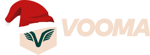 Vooma socks logo with a Santa hat